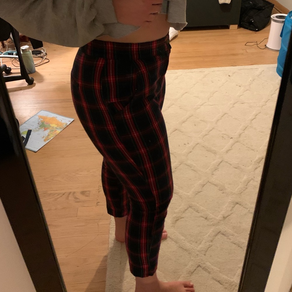 hollister red and green plaid pants